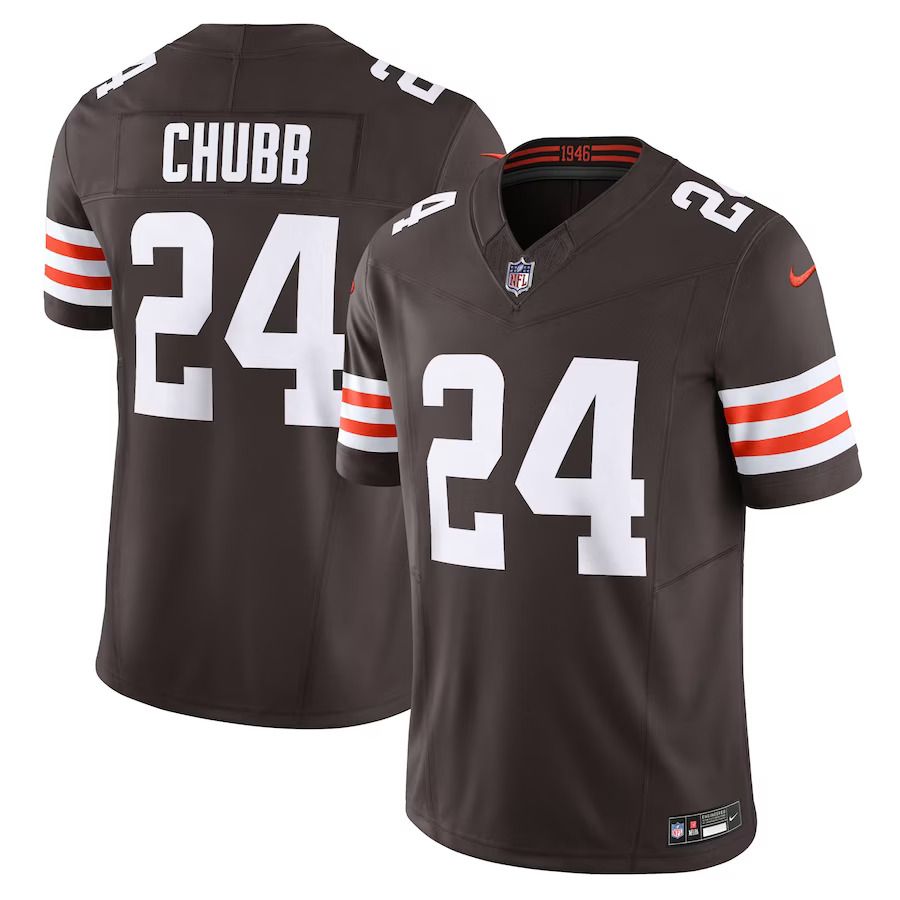 Men Cleveland Browns #24 Nick Chubb Nike Brown Vapor F.U.S.E. Limited NFL Jersey->more jerseys->MLB Jersey